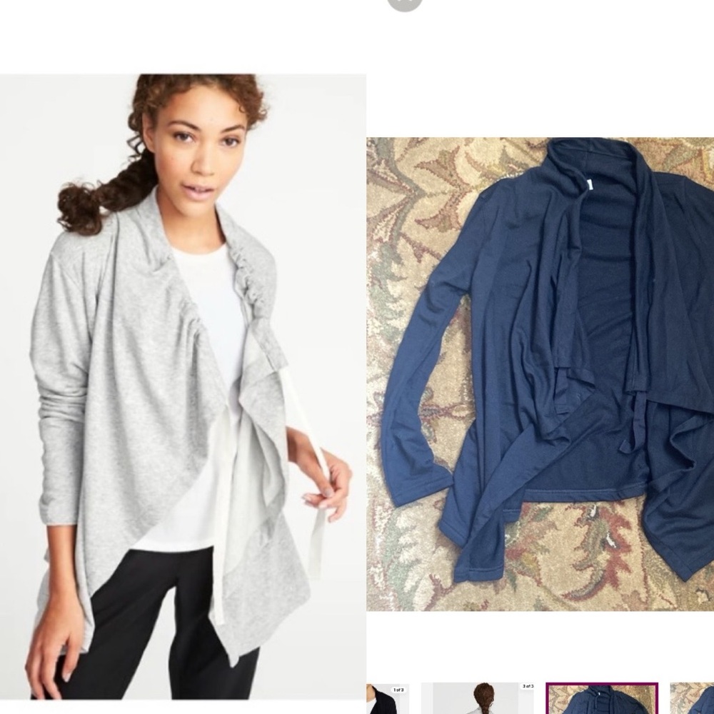 Old Navy Cascading Open Front With Tie Black Color.